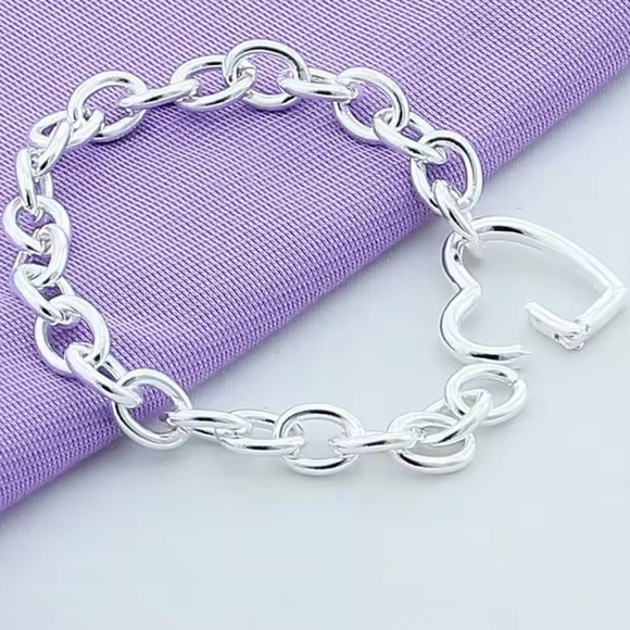 Silver Heart Buckle Bracelet For Women Romantic Bracelets 8” - Picture 3 of 5